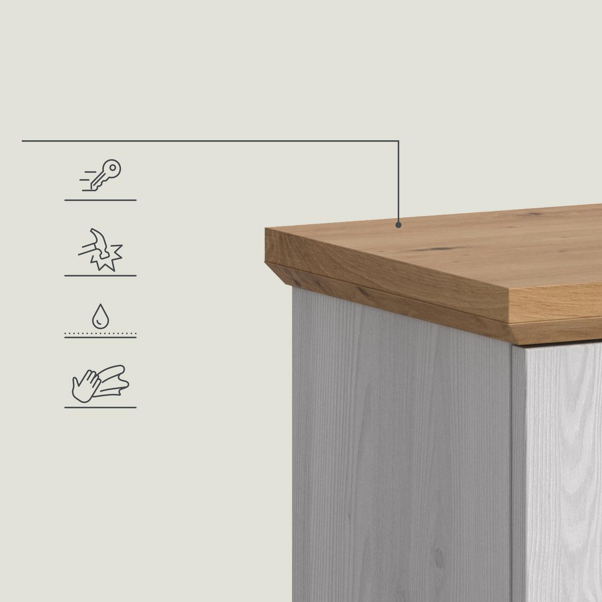 Waschbeckenunterschrank Verona Lärchenfarben/Eiche Artisan - Silberfarben/Lärchefarben, Trend, Holzwerkstoff/Kunststoff (69/59/34cm) - MID.YOU