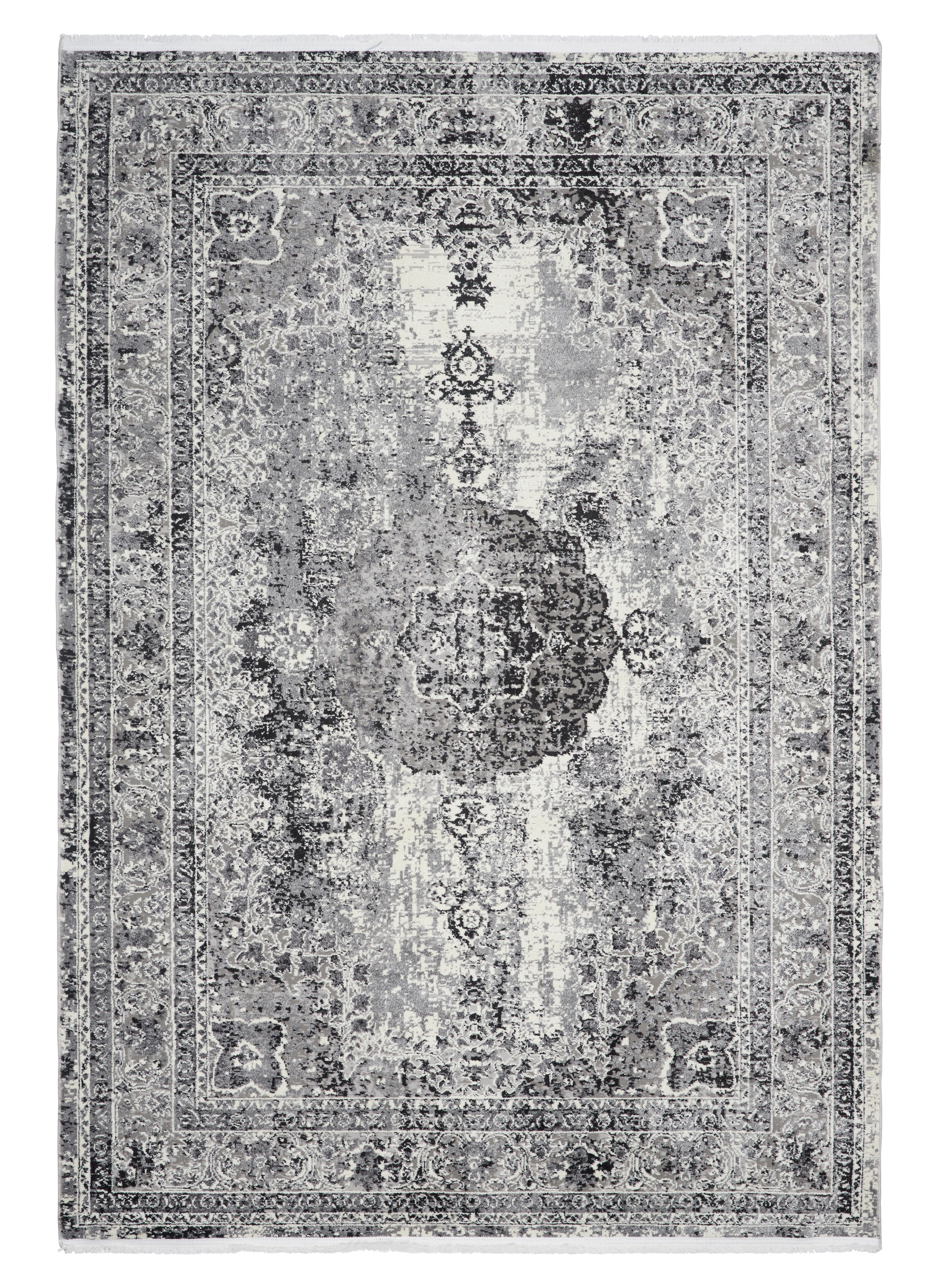 Webteppich Marcus 1 in Hellgrau ca. 80x150cm - Creme/Hellgrau, Textil (80/150cm) - Mömax