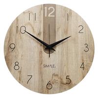 Wanduhr Schwarz/Eichefarben Ø ca. 57cm - Eichefarben/Schwarz, Basics, Holz/Kunststoff (57cm)