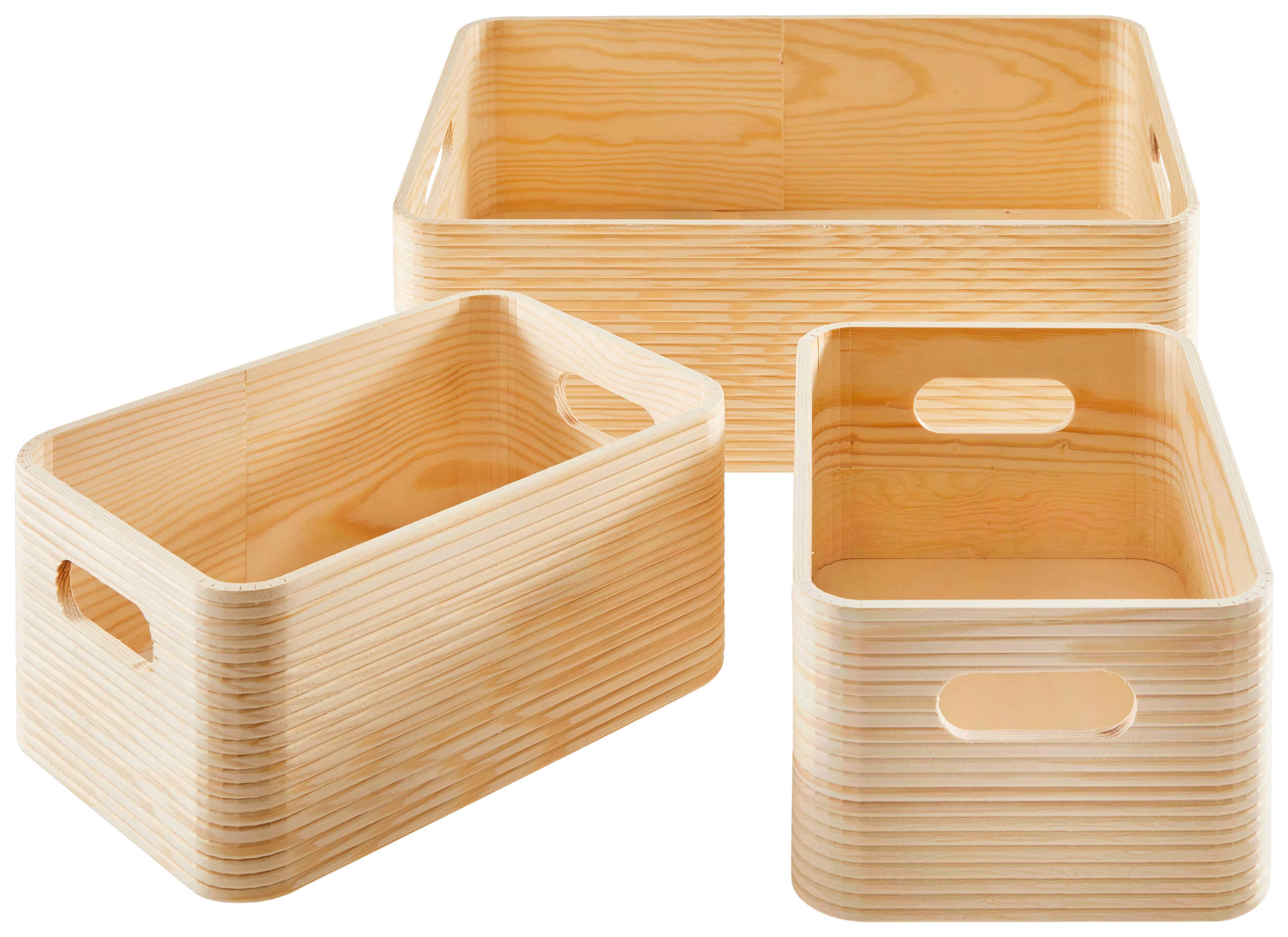 POJEMNIK/PRZECHOWYWANIE-ZESTAW WA009 - kolor naturalny, Trend, drewno (36/25/11,5cm) - Ambia Home