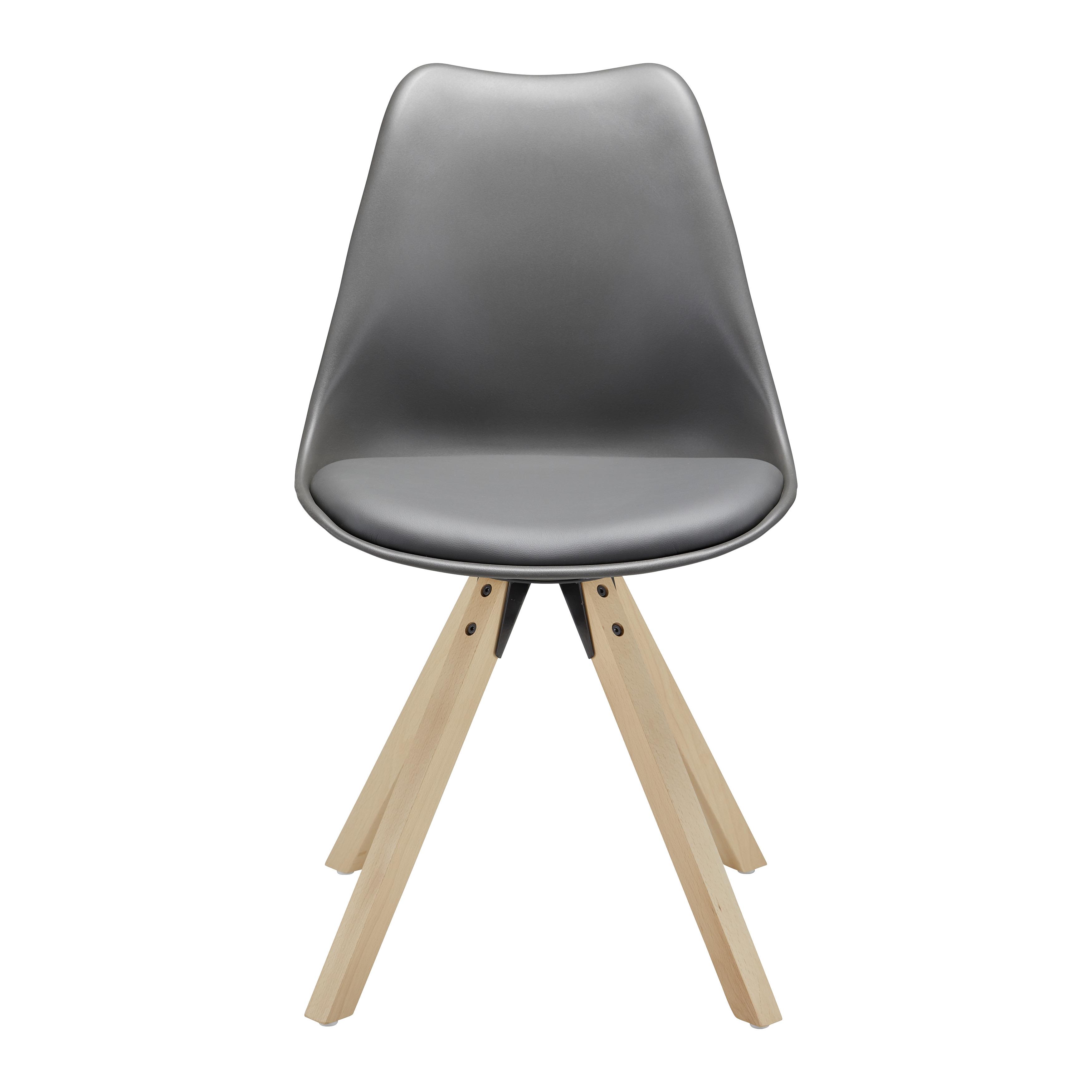 Stuhl "Ricky", grau, Echtholz Beine - Buchefarben/Grau, MODERN, Holz/Kunststoff (48/85/57,4cm) - Bessagi Home