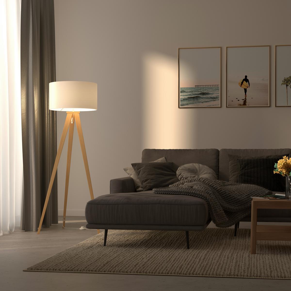 LAMPA STOJĄCA COLCHESTER *SBN* - kolor naturalny/biały, Konventionell, metal/tkanina (45/148cm) - Novel