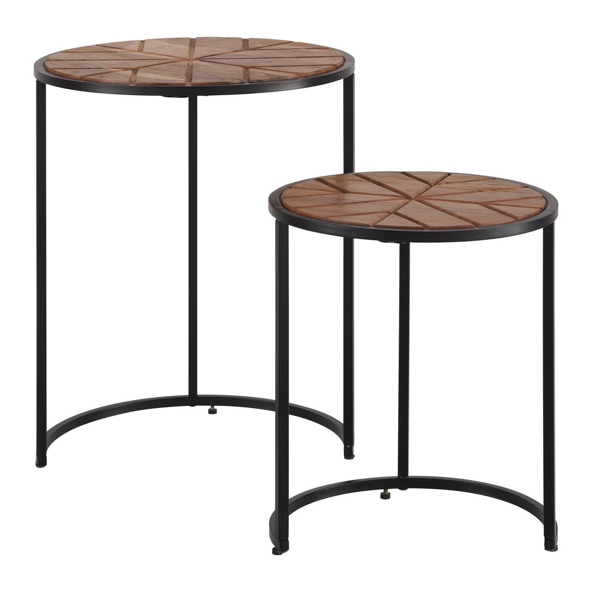 Kisasztalszett Amira - akáciaszínű/fekete, Modern, fa/fém (33-40/40-50cm) - Mömax