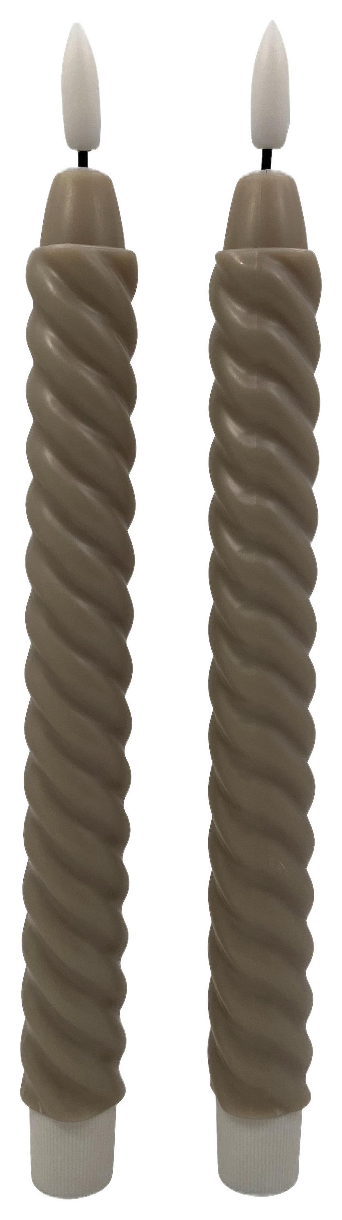 Stabkerze Twist Taupe - Taupe, KONVENTIONELL (2/25cm) - Modern Living