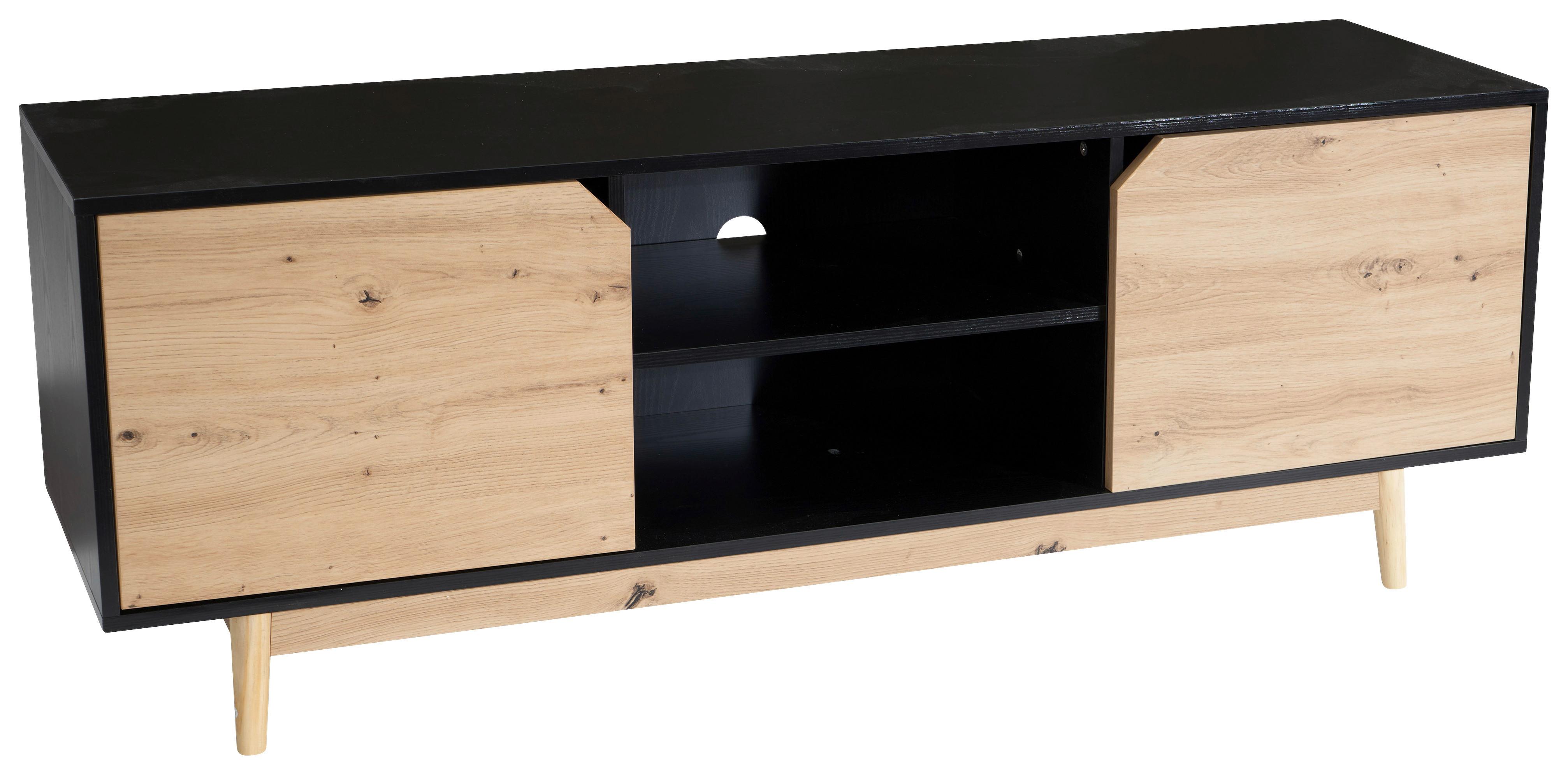 LOWBOARD WL6.818 - Eichefarben/Schwarz, Design, Holz/Holzwerkstoff (150/55/40cm) - Livetastic