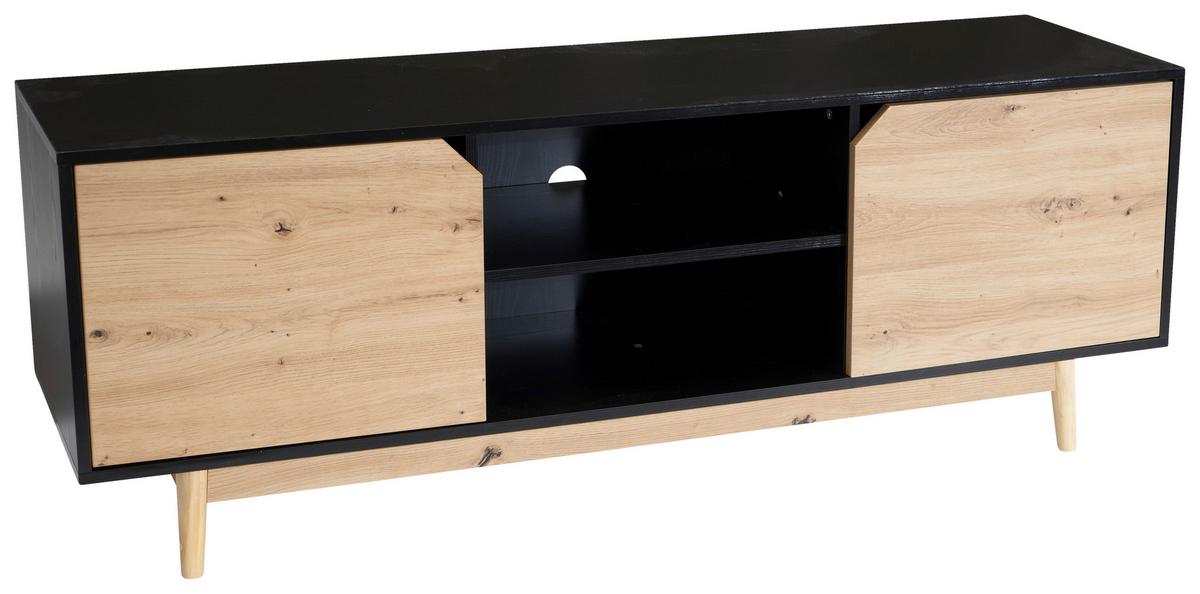 Nizka Omarica Wl6.818 - črna/barve hrasta, Design, leseni material/les (150/55/40cm) - Livetastic