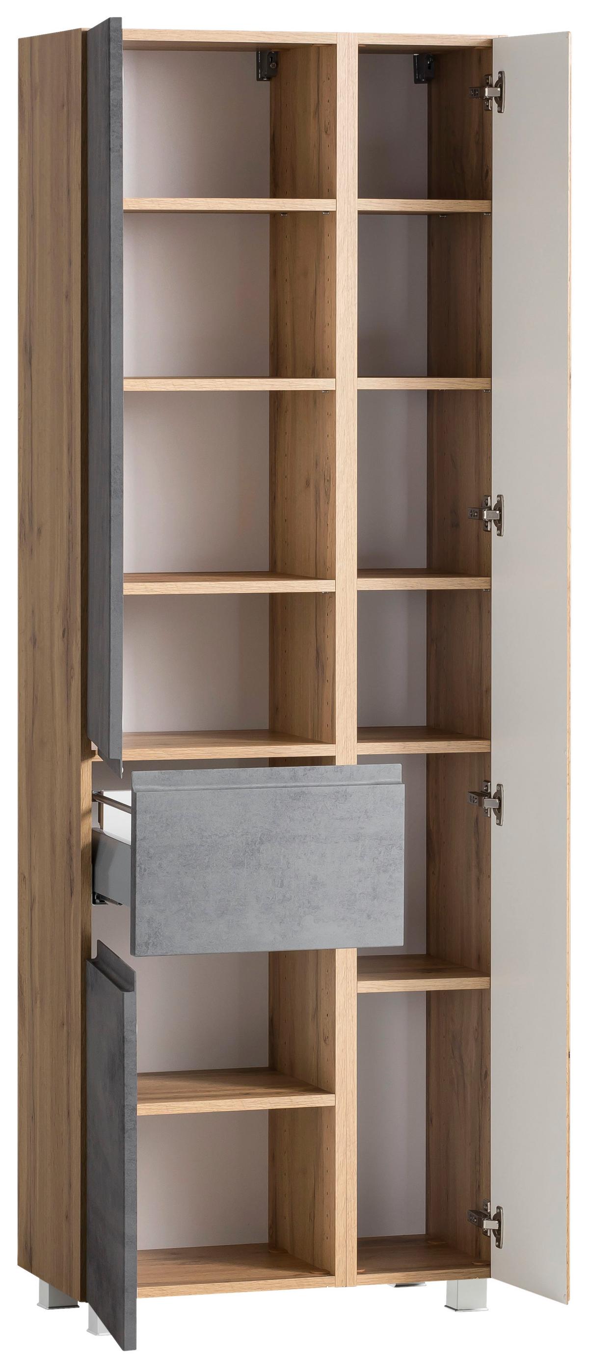 Hochschrank Varese ca. 65x180 cm Hellgrau/Eiche - Eiche Wotan/Hellgrau, MODERN, Holzwerkstoff (65/180/35cm) - Held