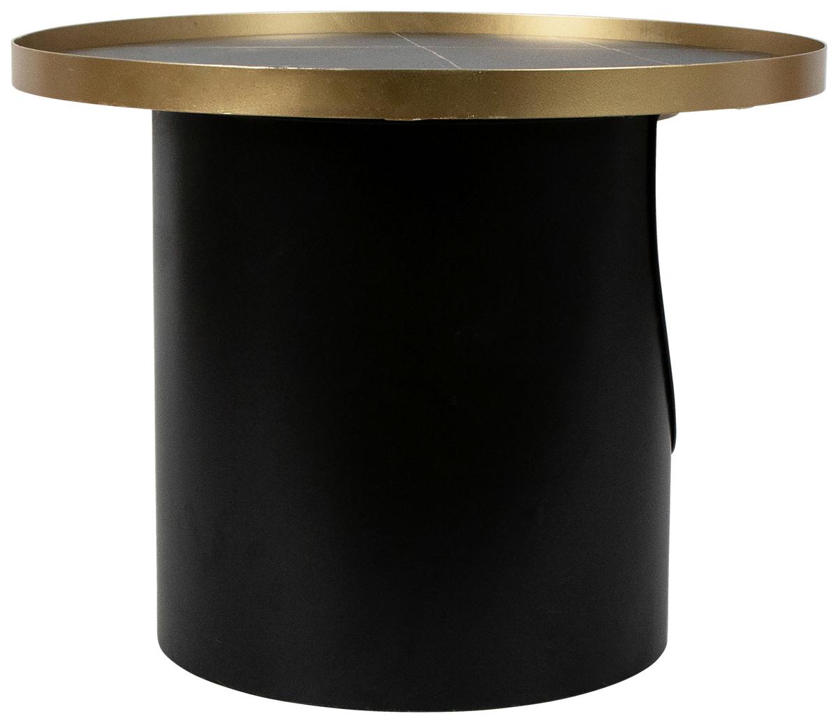 Măsuță de cafea LOTUS - auriu/negru, Modern, metal/material pe bază de lemn (55/43/55cm) - Modern Living