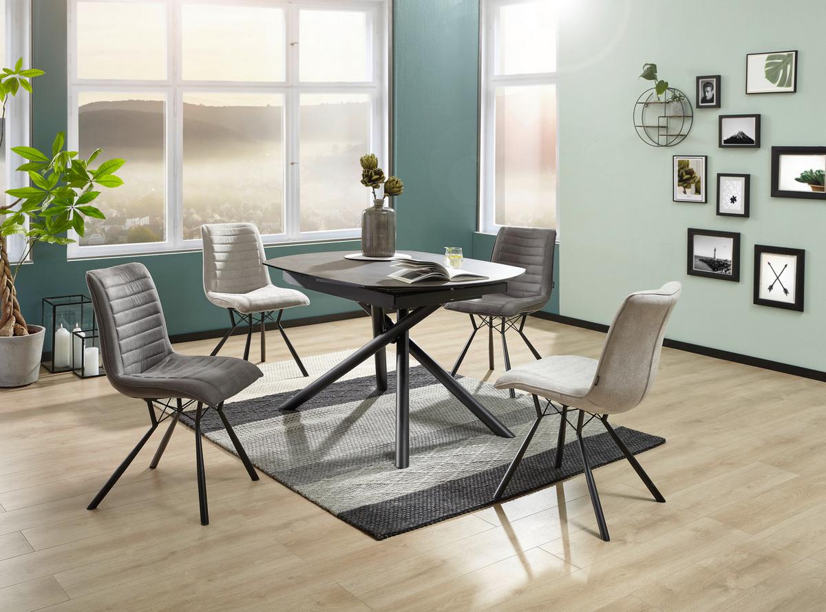 STÓŁ DO JADALNI BINZ -EXKLUSIV- - antracytowy/czarny, Design, metal/szkło (130-190/100/77cm) - Novel