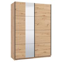 Schwebetürenschrank Gard 150 in Eiche Artisan - Schwarz/Eiche Artisan, KONVENTIONELL, Holzwerkstoff/Metall (146/217/61cm) - Based