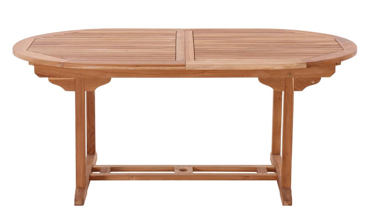 Gartentisch Naturfarben Teakholz ca. 180 cm oval - Naturfarben, Natur, Holz (180/100/75cm) - Gardenson