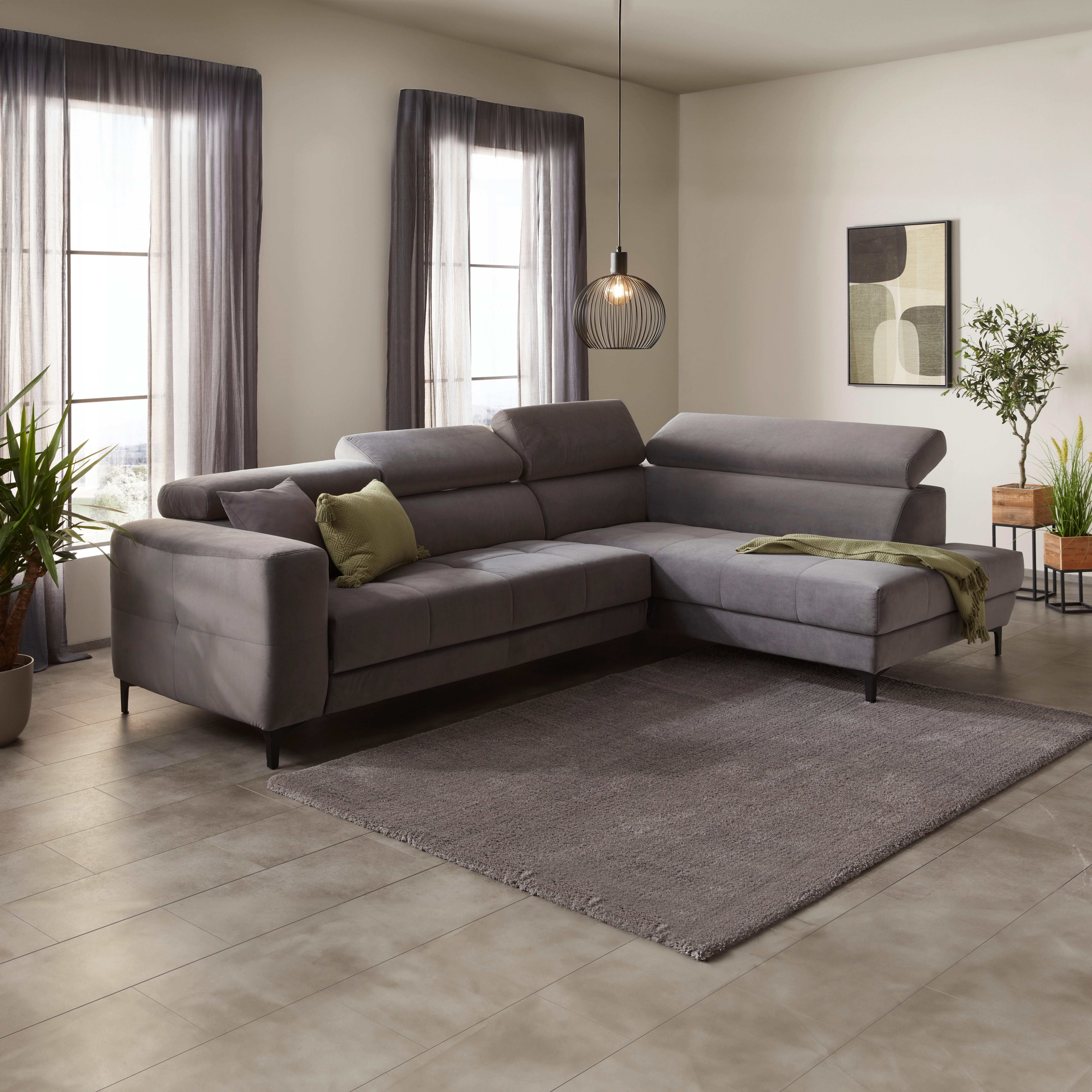 Colțar EMMA - gri, Modern, textil (301/47/210cm) - Mömax