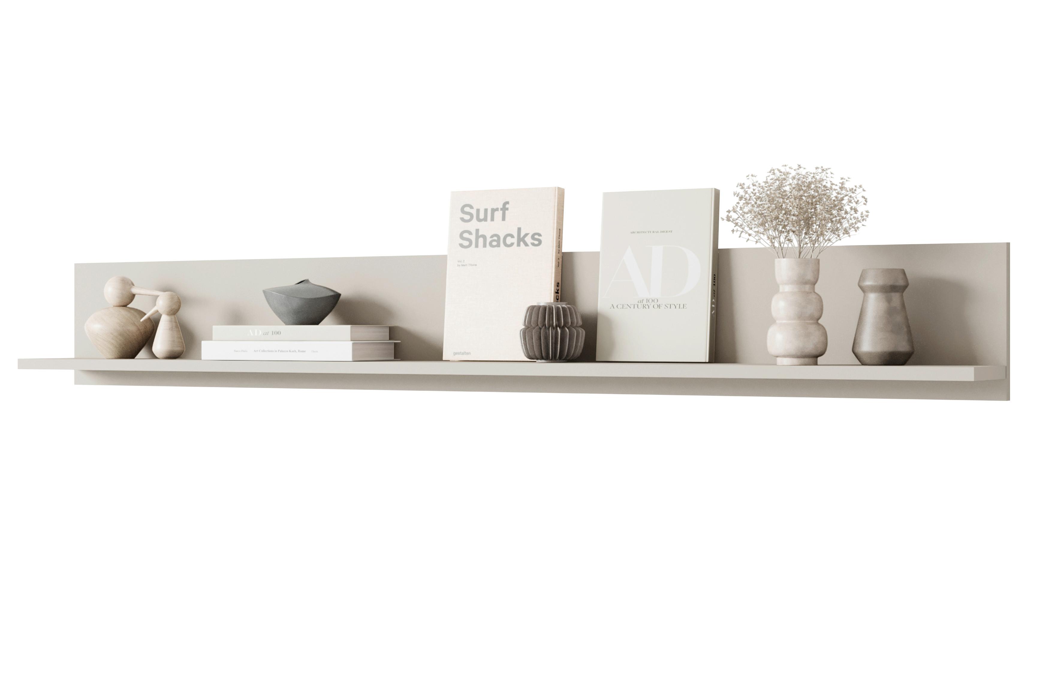 Stenska Polica Vera 138, Bež, Kašmir - kašmir/bež, Design, leseni material (138,5/18/12cm) - Livetastic