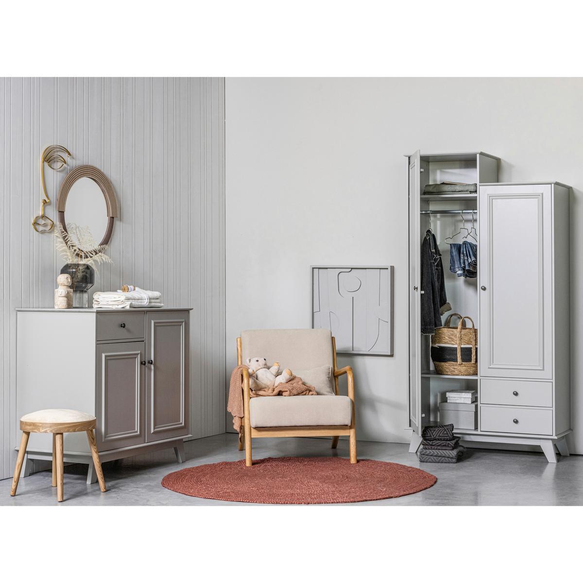 Drehtürenschrank Lily Grau - Schwarz/Grau, Basics, Holz/Metall (98/190/41cm) - MID.YOU