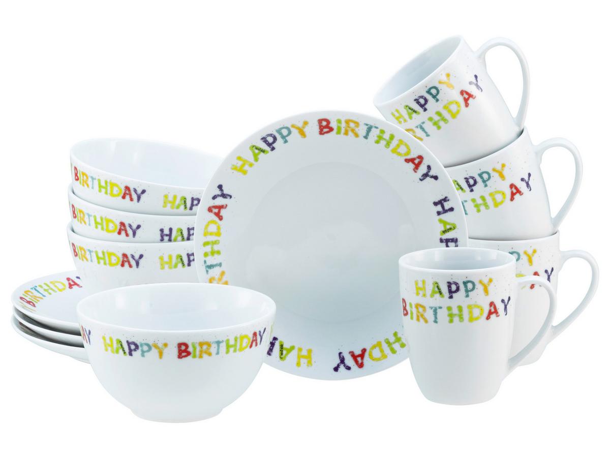Servis Za Zajtrk Happy Birthday, 12-Delni - večbarvno, Basics, keramika - Creatable