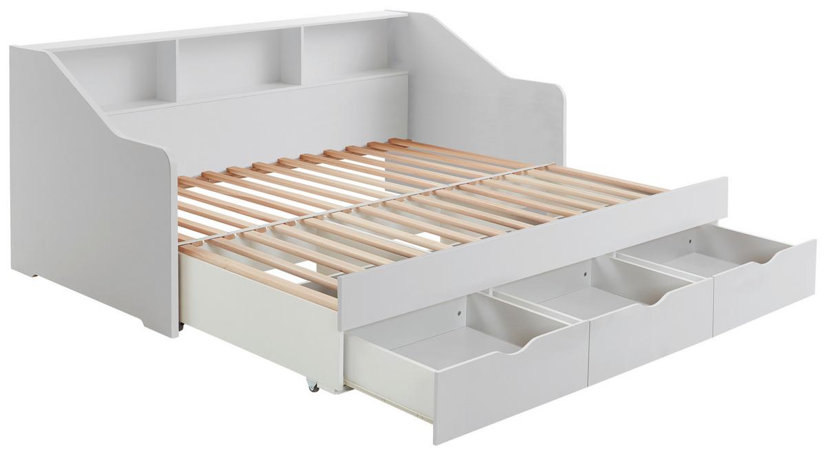 Raztegljiva Postelja Star, Bela, 90-180x200 - bela/barve bukve, Konvencionalno, leseni material/les (90-180/200cm) - Mömax