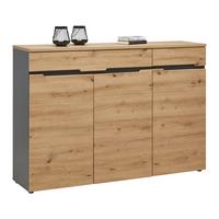 Sideboard Memphis Graphitfarben/Eiche Artisan - Graphitfarben/Schwarz, MODERN, Holzwerkstoff (150/107/38cm) - Mömax