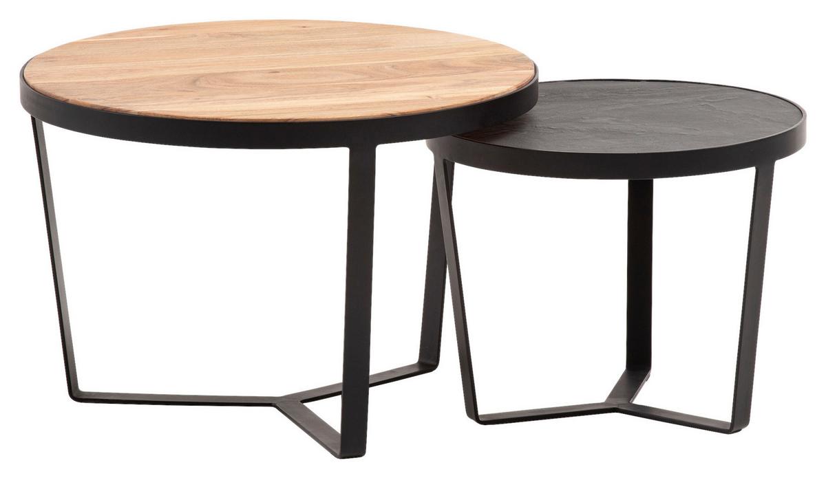 Set Klubskih Mizic Wl6.765 - črna/rjava, Trendi, kovina/umetna masa (60/60/40cm) - MID.YOU