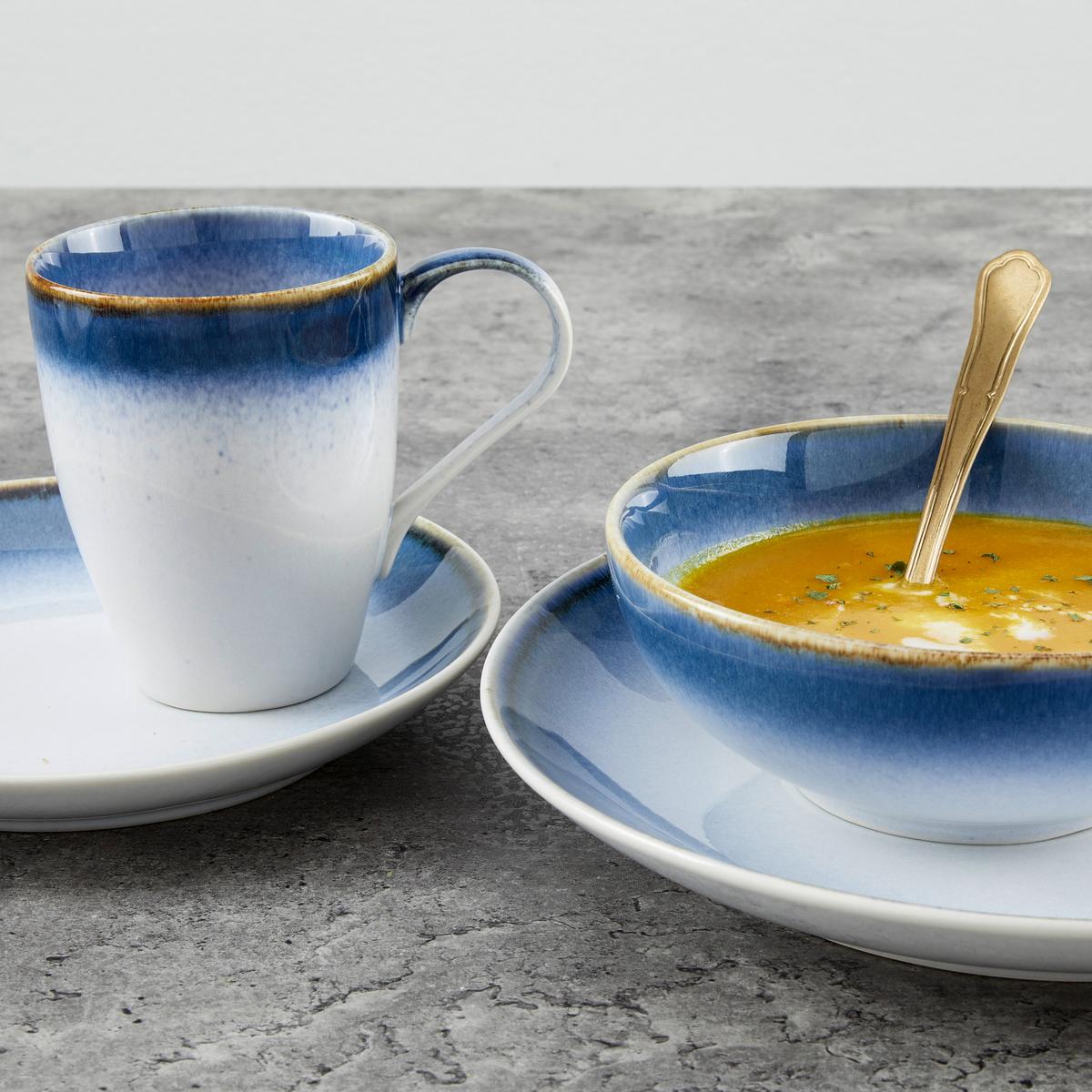 Kombiservice Cascade, 8-teilig - Blau/Weiß, MODERN, Keramik (31/31/28,5cm) - Creatable