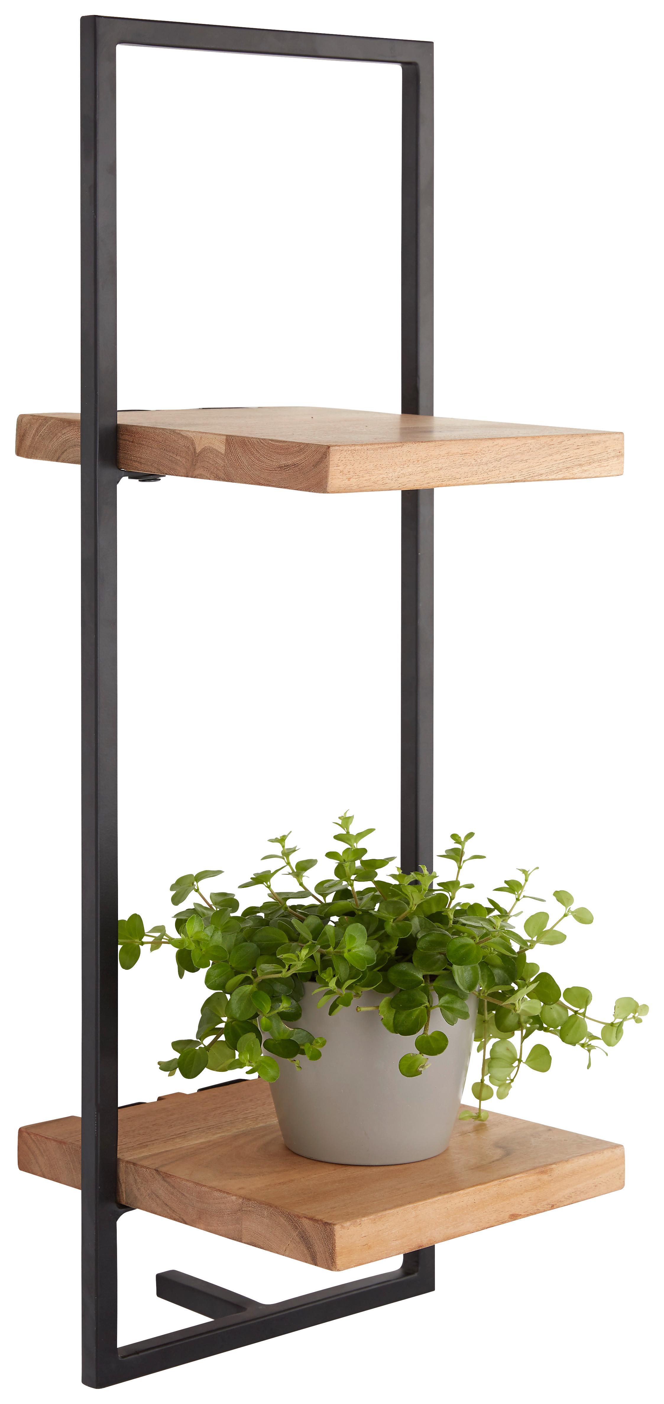 VÄGGHYLLPLAN ALIA -SB- - svart/akaciefärgad, Modern, metall/trä (25/75/25cm) - Mömax