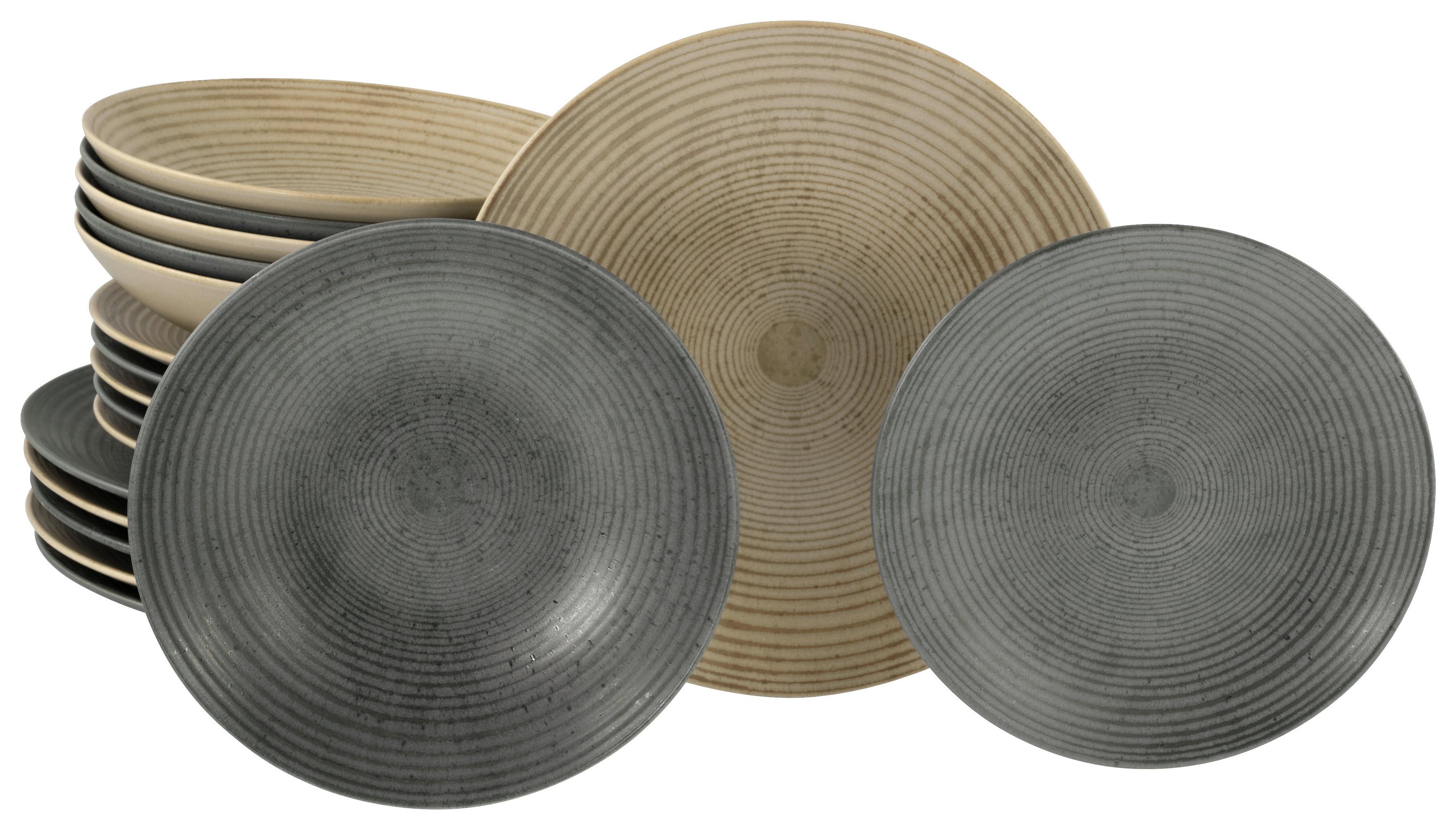 Jedilni Servis Catania Mix, 18-Delni - antracit/peščene barve, Design, keramika - Creatable