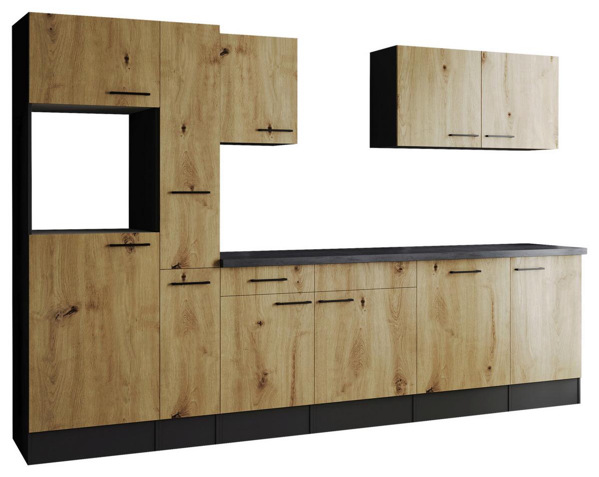 Kuhinjski Blok Brez Aparatov Oliver, 310cm - črna/siva, Design, kovina/leseni material (310cm) - Respekta