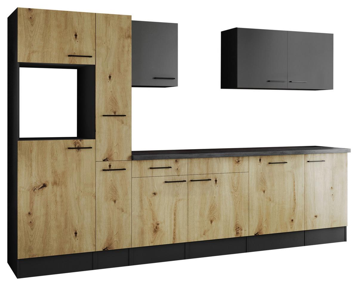 Kuhinjski Blok Brez Aparatov Oliver, 310cm - siva/črna, Design, kovina/leseni material (310cm) - Respekta