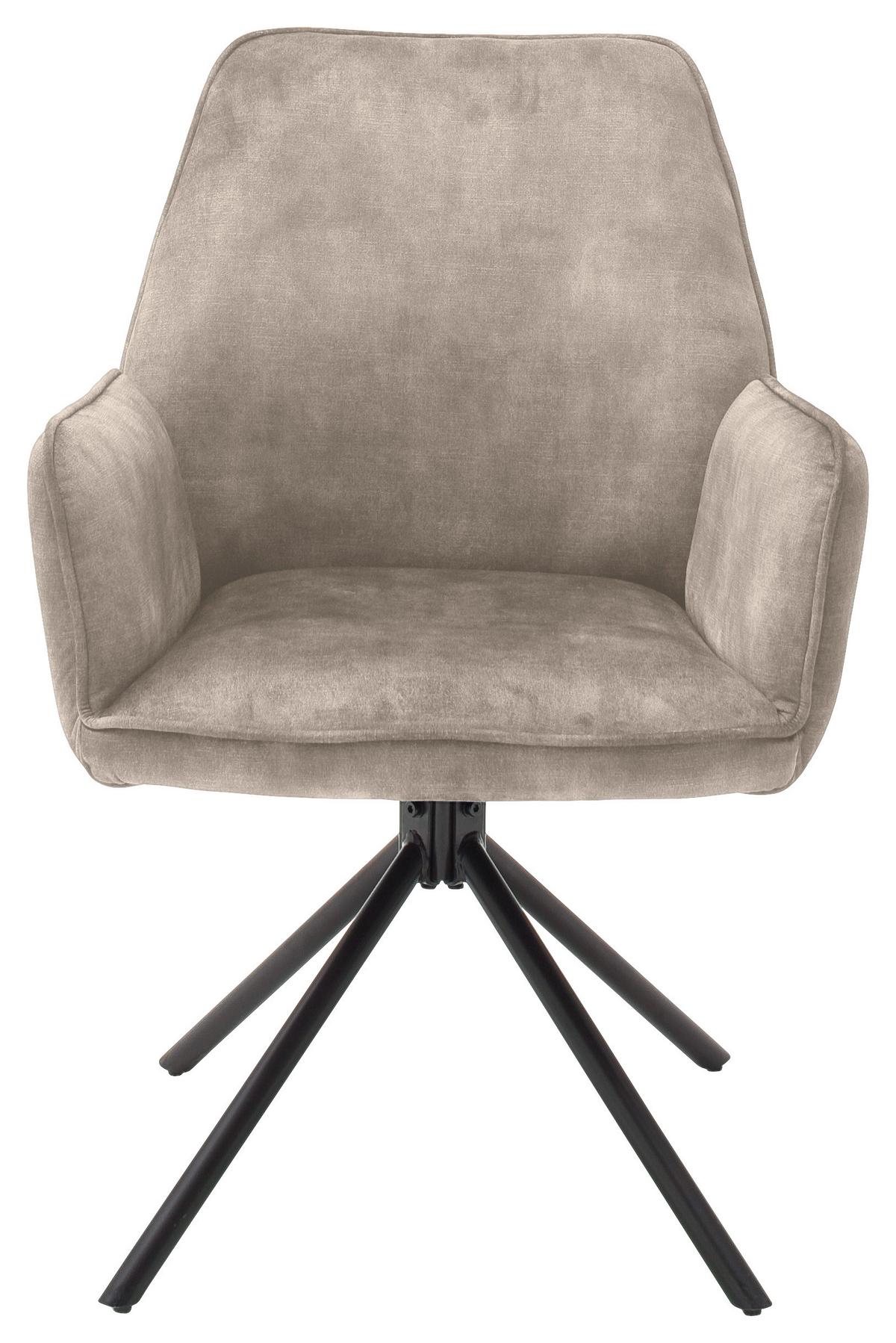 KRZESŁO Z PODŁOKIETNIKAMI OTTAWA - kremowy/czarny, Modern, metal/tkanina (60/89/64cm) - Premium Living