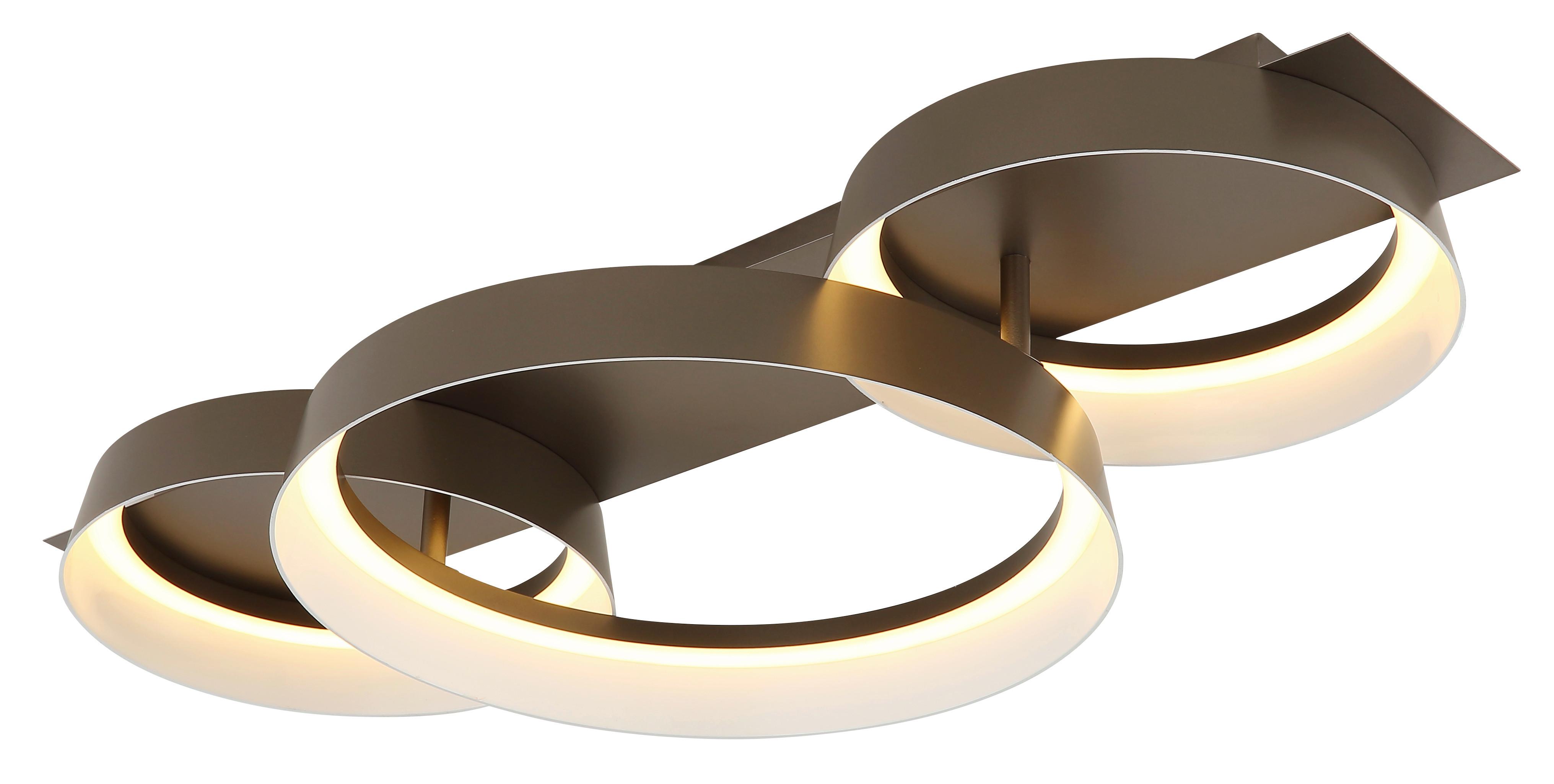 Led Stropna Svjetiljka Syrakus - smeđa/opalna, Design, metal/plastika (70/35/12cm) - Globo