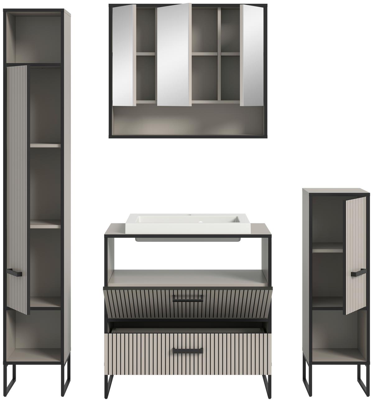 Badezimmer BAGNO 4-teilig ca.140cm Kaschmir - Kaschmir/Schwarz, MODERN, Holzwerkstoff/Metall (140cm) - MID.YOU