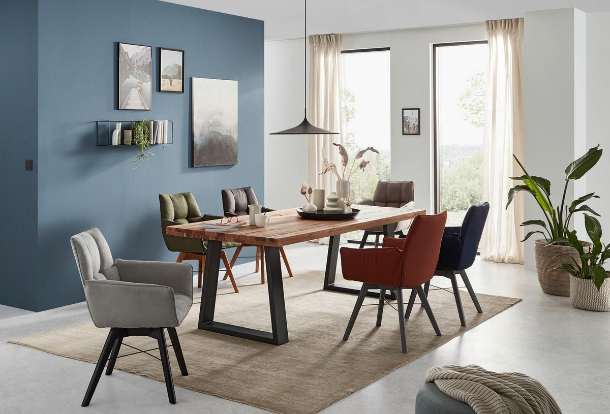 KRZESŁO Z PODŁOKIETNIKAMI BARBADOS - kolor dębowy/czarny, Design, drewno/tkanina (61/87/63cm) - Waldwelt