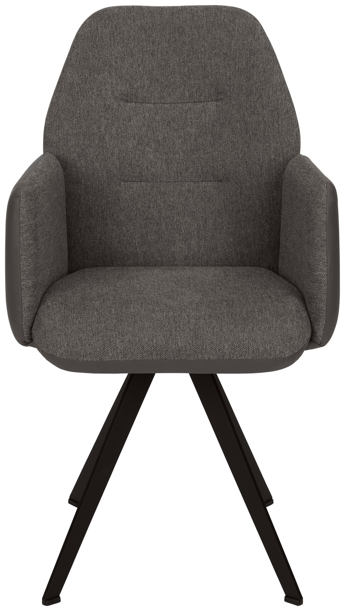 Armlehnstuhl Storm Grau Dunkelgrau - Dunkelgrau/Schwarz, Modern, Textil/Metall (57/96,5/63cm) - Premium Living