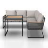 LOUNGESET SONORA - ljusgrå/svart, Modern, metall/glas (181/73/65cm) - Bessagi Garden