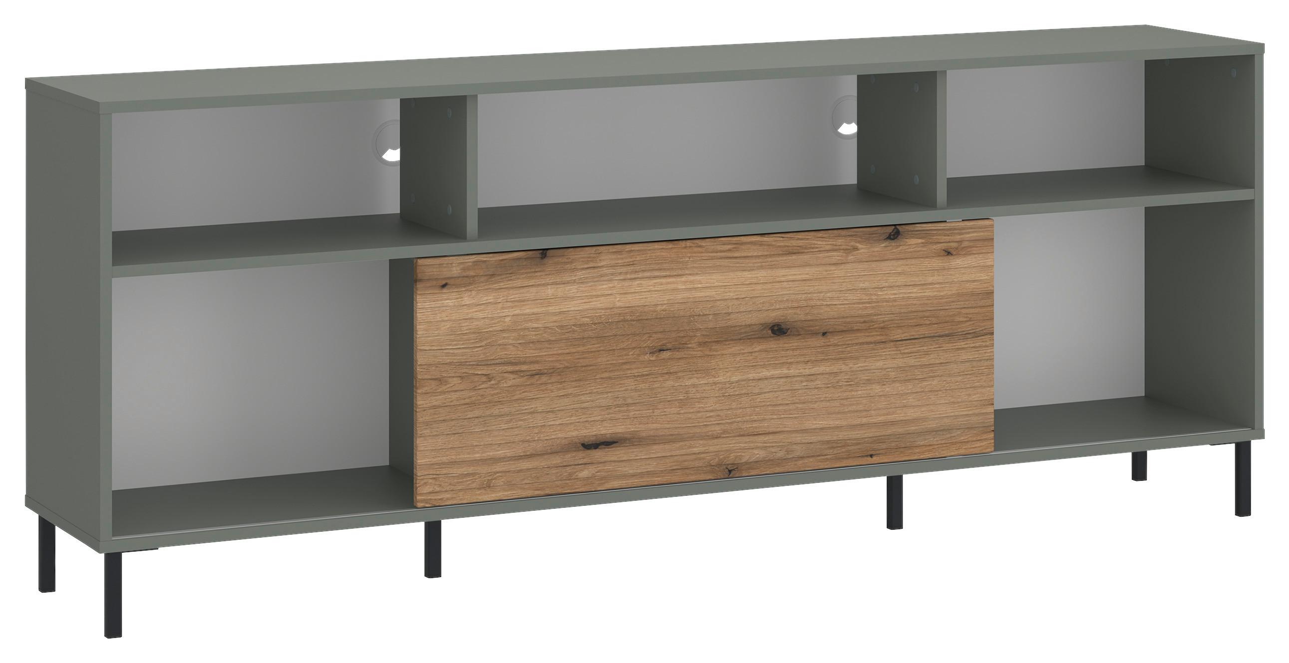 Tv Komoda Pozzi - boja hrasta/sivozelena, Trendi, metal/pločasti materijal (180/73,2/40cm) - Modern Living