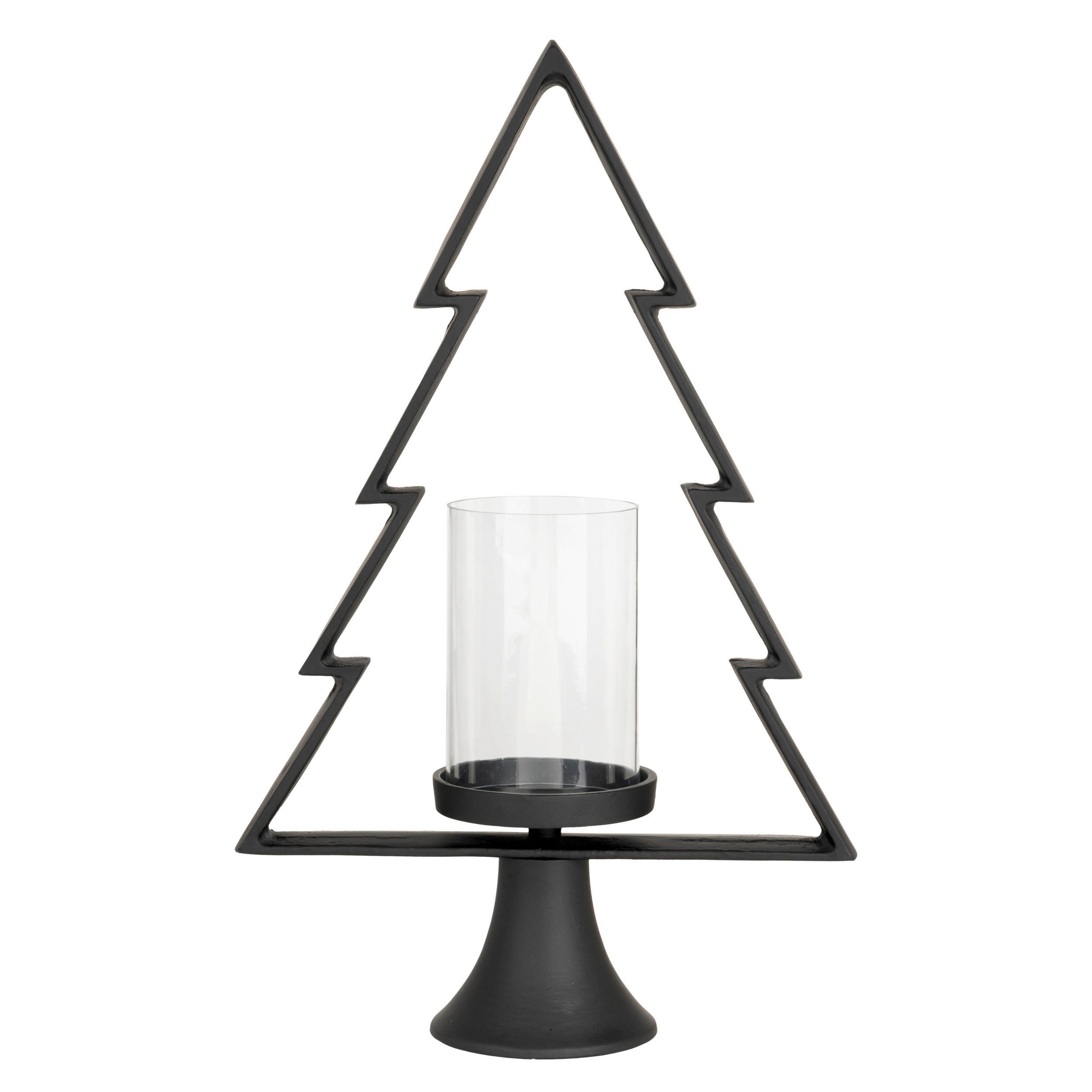 Kerzenhalter Mukayle Klar/Schwarz - Klar/Schwarz, LIFESTYLE, Glas/Metall (31/11.5/50cm)