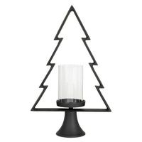 Kerzenhalter Mukayle Klar/Schwarz - Klar/Schwarz, LIFESTYLE, Glas/Metall (31/11.5/50cm)