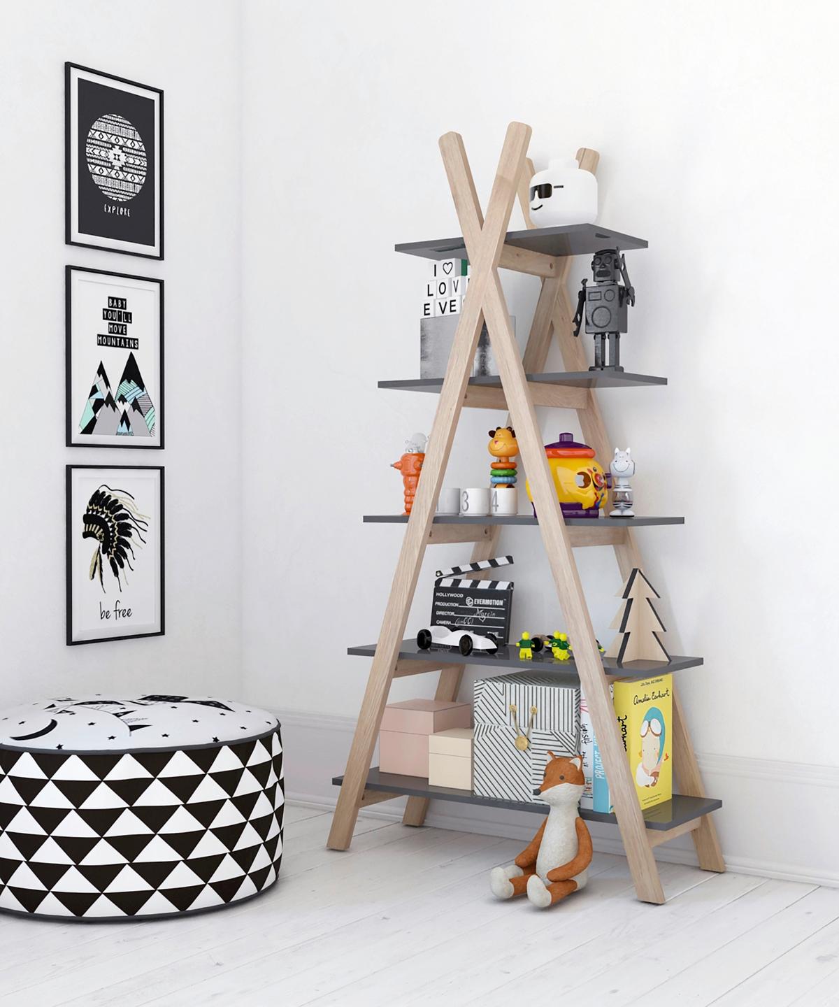 Regal Grau/Naturfarben - Naturfarben/Grau, Design, Holz/Holzwerkstoff (90/170/35cm) - Livetastic