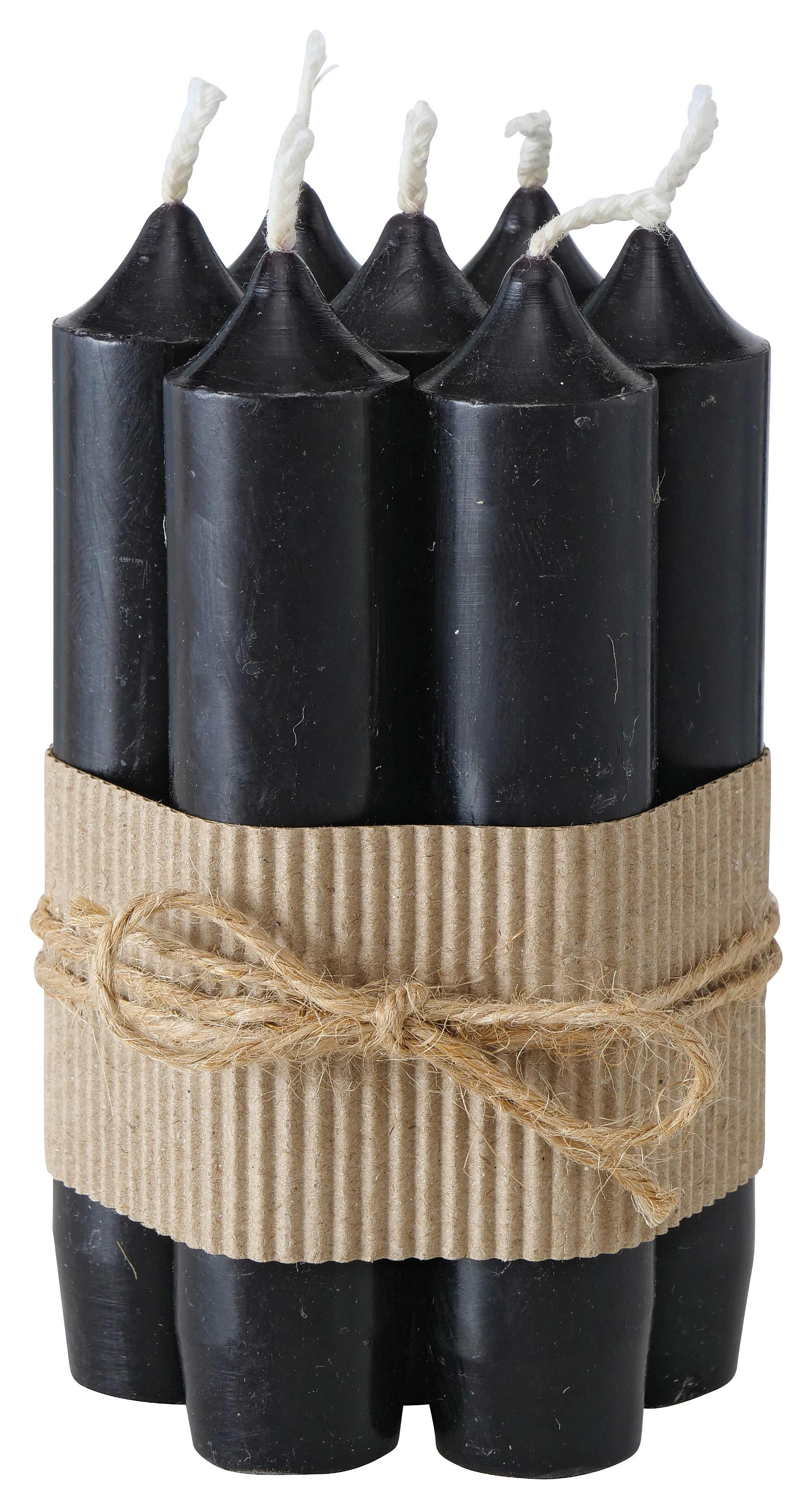 Stabkerzenset Melia I in Schwarz, 7 Stück - Schwarz, Design (2,2/11cm) - Modern Living