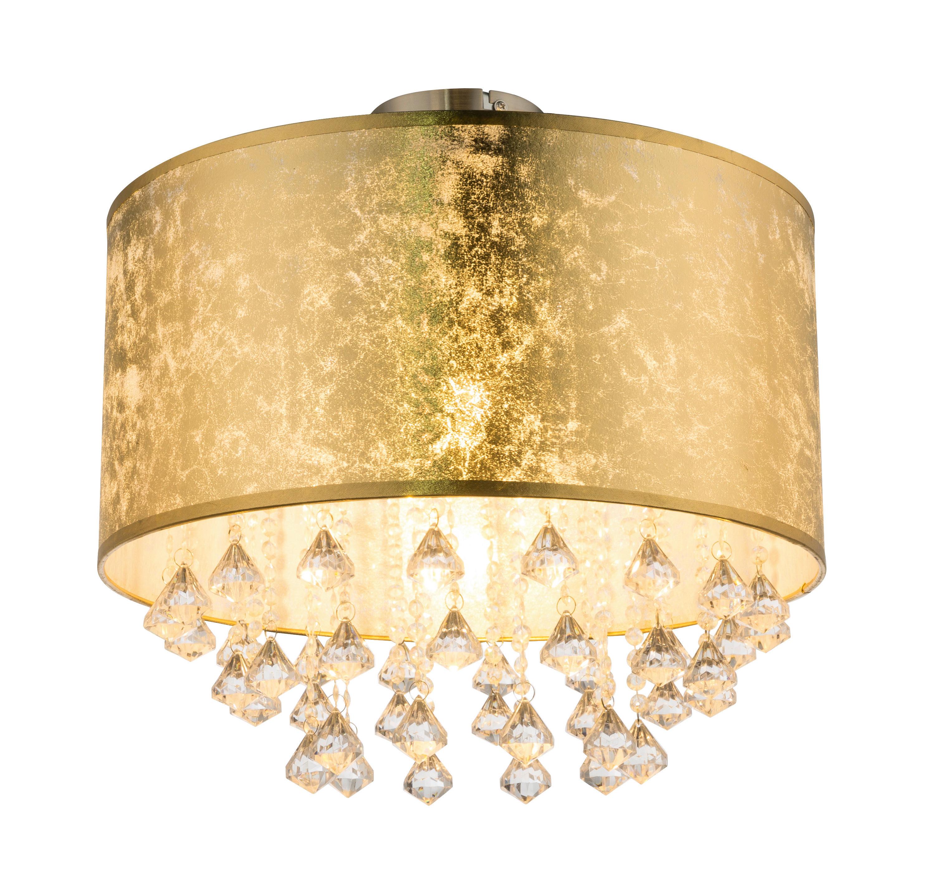 Deckenleuchte 15187D3 in Goldfarben max. 60 Watt - KONVENTIONELL, Textil/Metall (40/46cm) - Globo