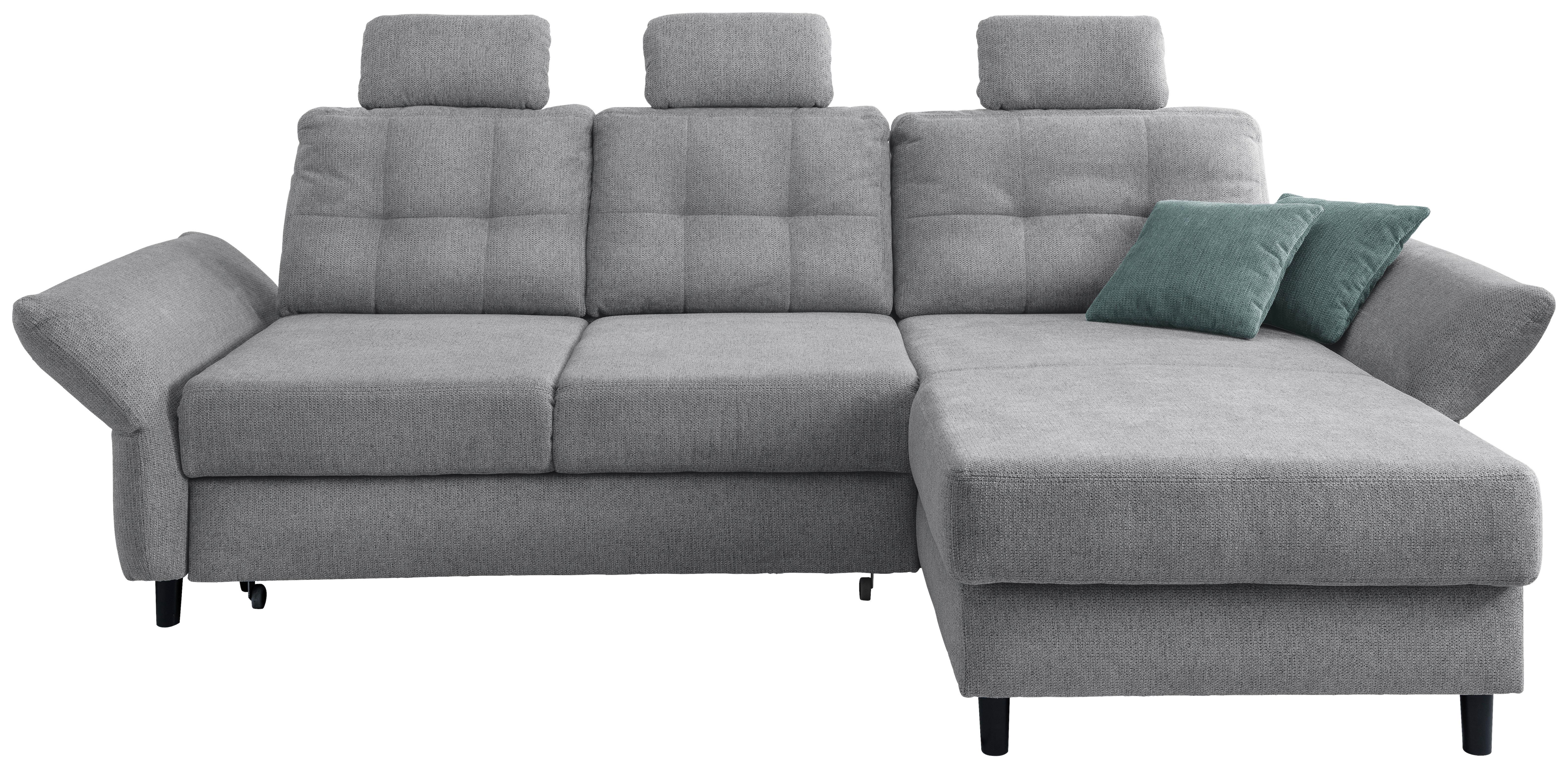 Wohnlandschaft Brizzini Silberfarben Chenille - Mintgrau/Silberfarben, MODERN, Holz/Textil (250-280/176cm) - Livetastic