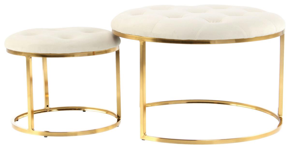 HOCKERSET MYLA 100 - Beige/Goldfarben, Design, Textil/Metall (40/60/32/41/40/60cm) - Kayoom