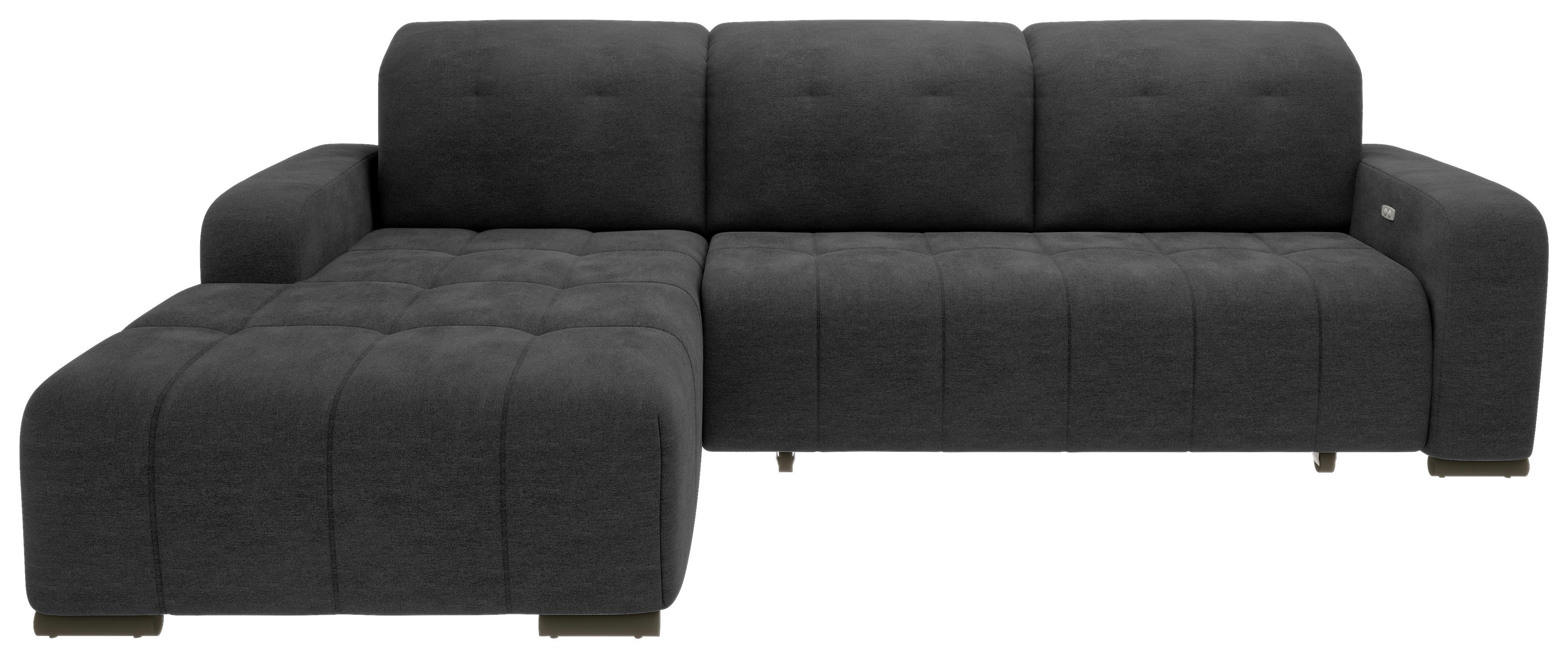 Wohnlandschaft Vicari Schwarz Mikrofaser - Schwarz, MODERN, Textil/Metall (292/185cm) - Livetastic