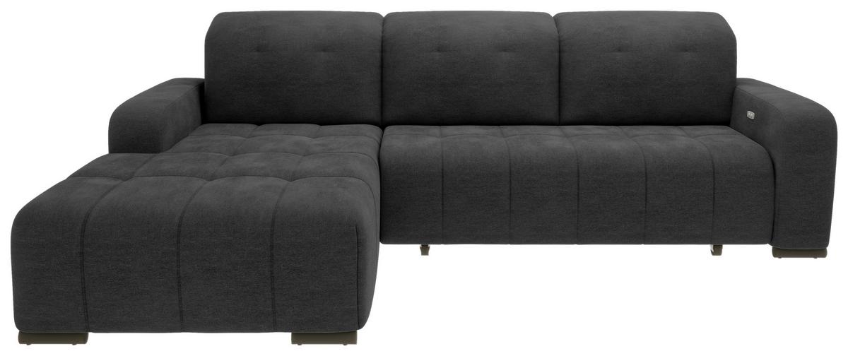 Wohnlandschaft Vicari Schwarz Mikrofaser - Schwarz, MODERN, Textil/Metall (292/185cm) - Livetastic