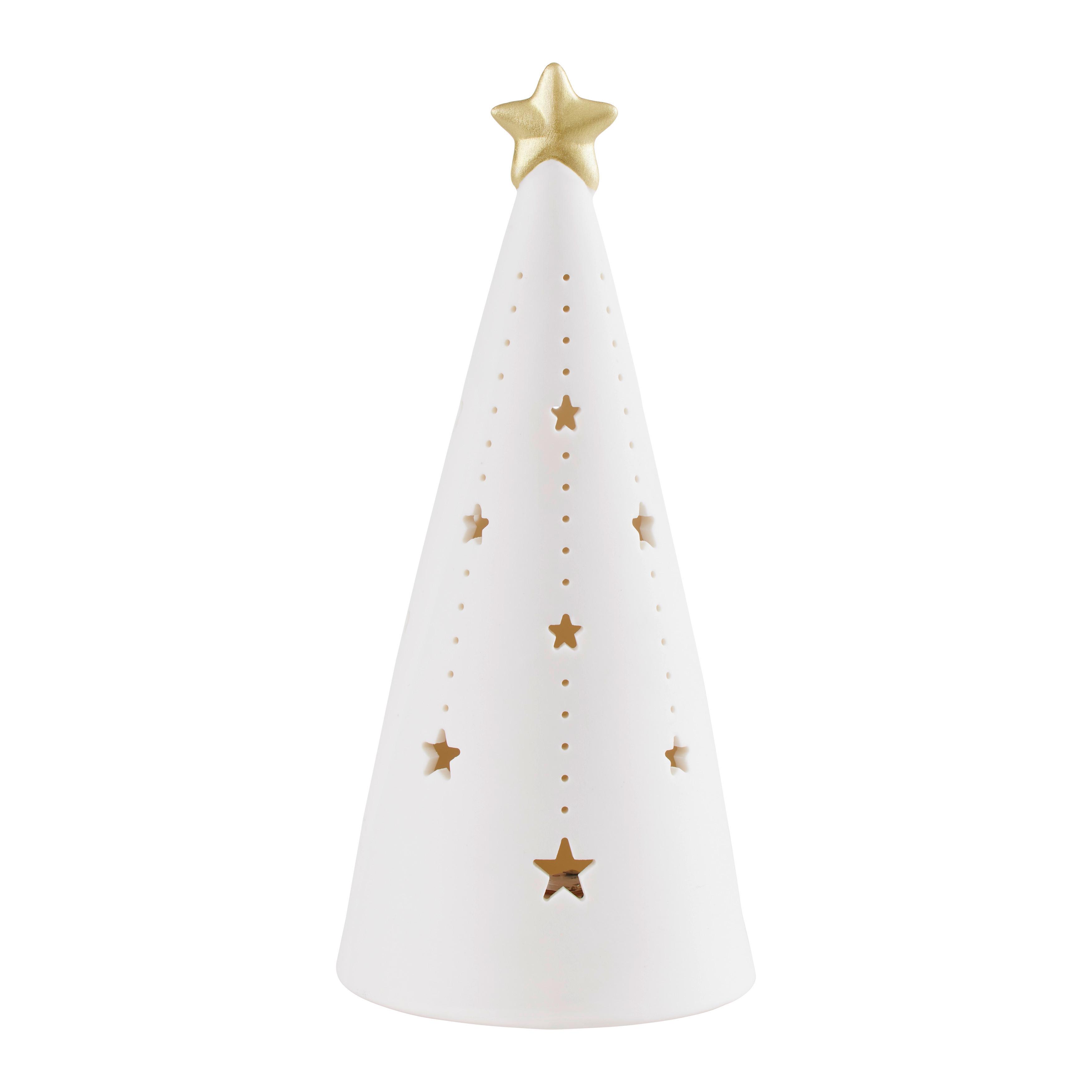 Dekobaum Lizzy Weiss matt - Weiss, Konventionell, Keramik (8,8/21,5cm) - Modern Living