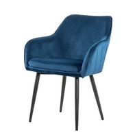 Naslanjač Samt, Modra - modra/črna, Moderno, kovina/tekstil (61/85/60cm) - Livetastic