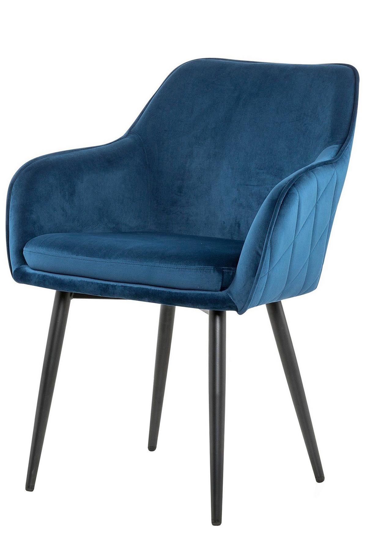 Naslanjač Samt, Modra - modra/črna, Moderno, kovina/tekstil (61/85/60cm) - Livetastic