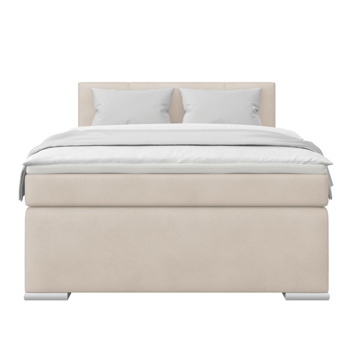 Boxspring Krevet Mira 1 - krem, Basics, metal/tekstil (140/200cm)