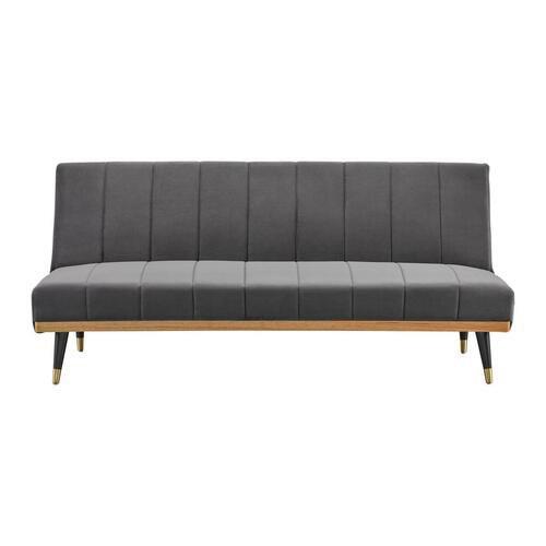 Schlafsofa Pietro Dunkelgrau Samt - Dunkelgrau/Goldfarben, MODERN, Holz/Textil (180/82/88cm) - Bessagi Home