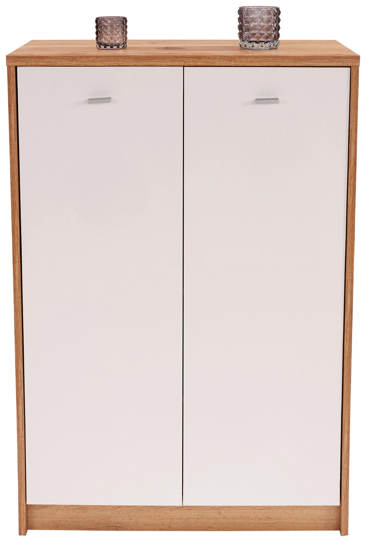 Komód 2 Ajtó Tölgy-fehér Szín 4-You - krómszínű/tölgyfa színű, Modern, műanyag/faalapú anyag (74/111,4/34,6cm)