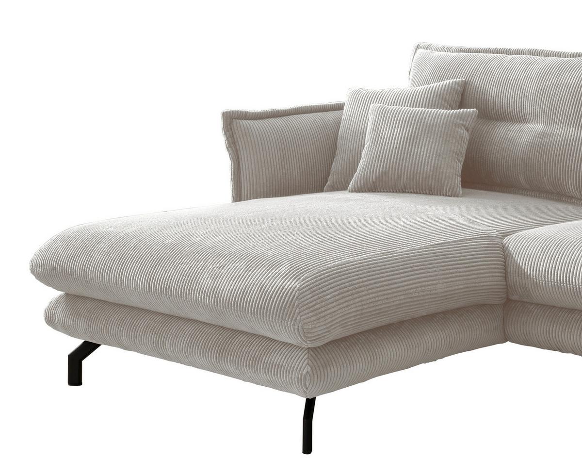 Wohnlandschaft Lava Silberfarben Cord - Silberfarben/Schwarz, MODERN, Textil/Metall (180/255cm) - Livetastic